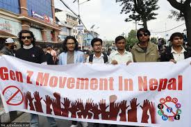 Young activists holding a "Gen Z Movement In Nepal" banner, highlighting the political history for those who Travel Nepal